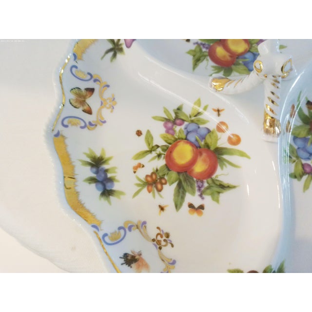 Victorian Vintage I Godinger Botanical Porcelain Divided Serving Dish For Sale - Image 3 of 7