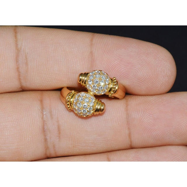 Early 21st Century Genuine Natural 0.79cts VVS G Diamond 18k Solid Gold Bypass Ring, Size 6.75 For Sale - Image 5 of 8