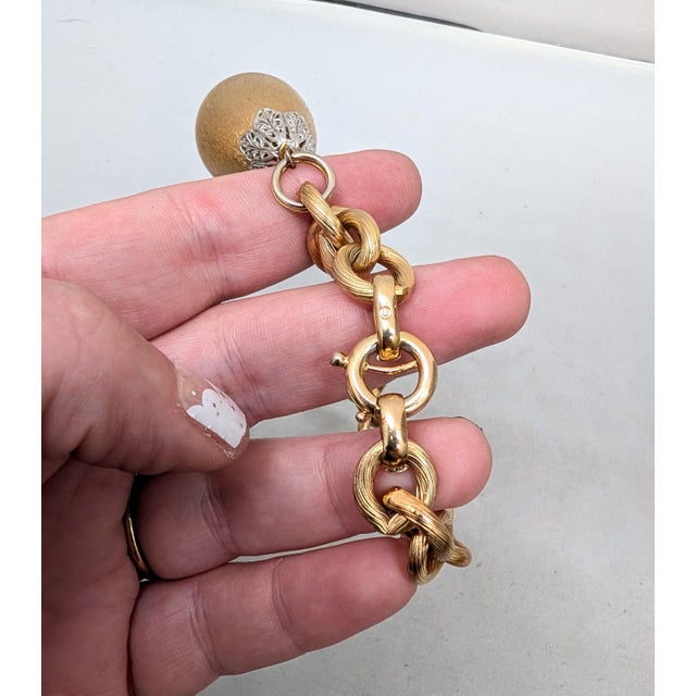Metal Vintage 1970 Signed Napier Book Piece Goldtone "Wedding Bell" Charm Bracelet For Sale - Image 7 of 11