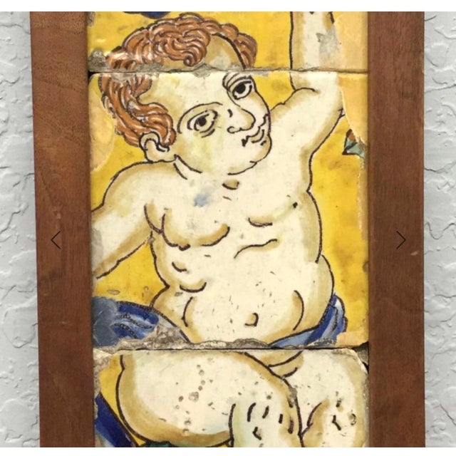 Decorative 18th century Italian Maiolica Faience Tile Panel, vividly painted and beautifully presented within a custom...
