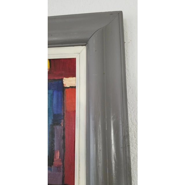 1970 Vintage D Ford Cubist Shape Colorful Painting For Sale - Image 10 of 13