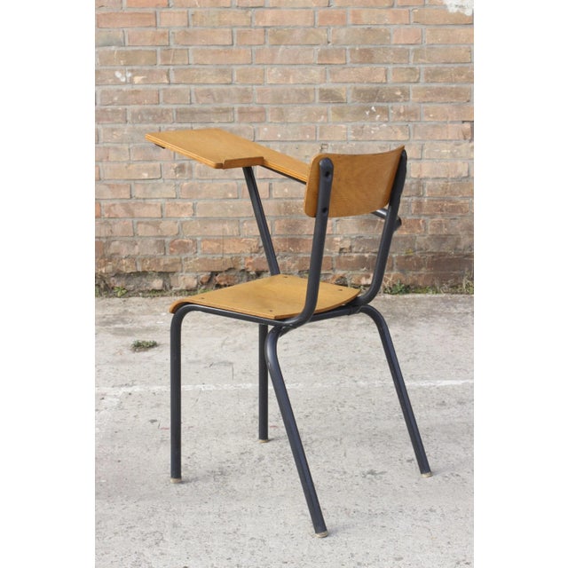 1950s Steel & Wood Student Desk Chair by Jacques Hitier, France, 1950s For Sale - Image 5 of 13