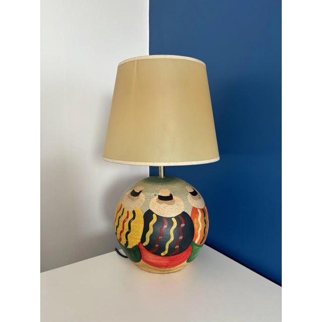 Beige Vintage Table Lamp Representing Woman in Hat in the Sand, 1970s For Sale - Image 8 of 8