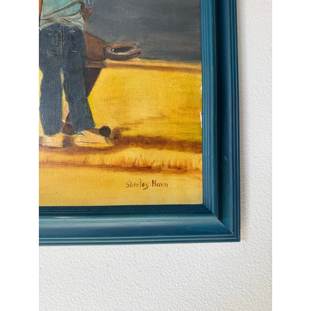 Wood 1990’s Vintage Shirley Hann "Father and Son" Impressionist Oil on Canvas Painting – Framed For Sale - Image 7 of 12