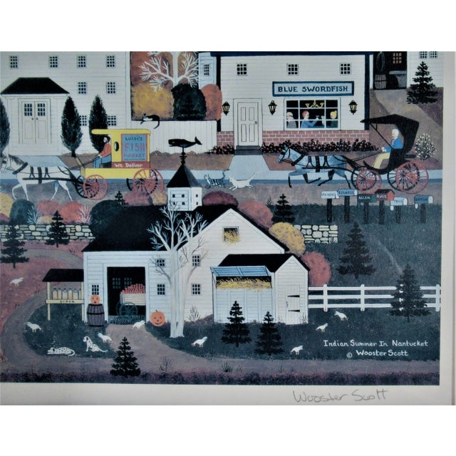 Folk Art Jane Wooster Scott, Indian Summer in Nantuckett, Circa 1980 For Sale - Image 3 of 5