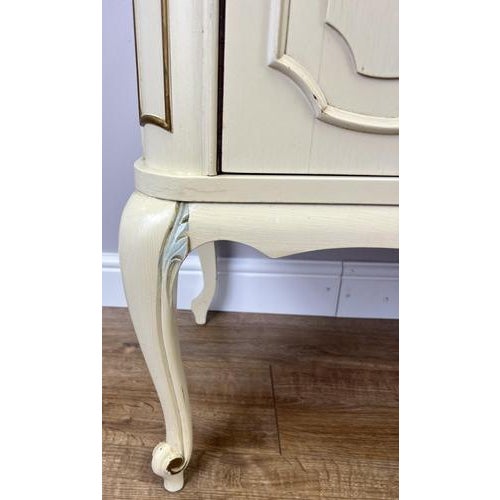 Wood Sideboard Vintage French Shabby Chic Louis Style Carved Storage Cabinet Lot 4835 For Sale - Image 7 of 15