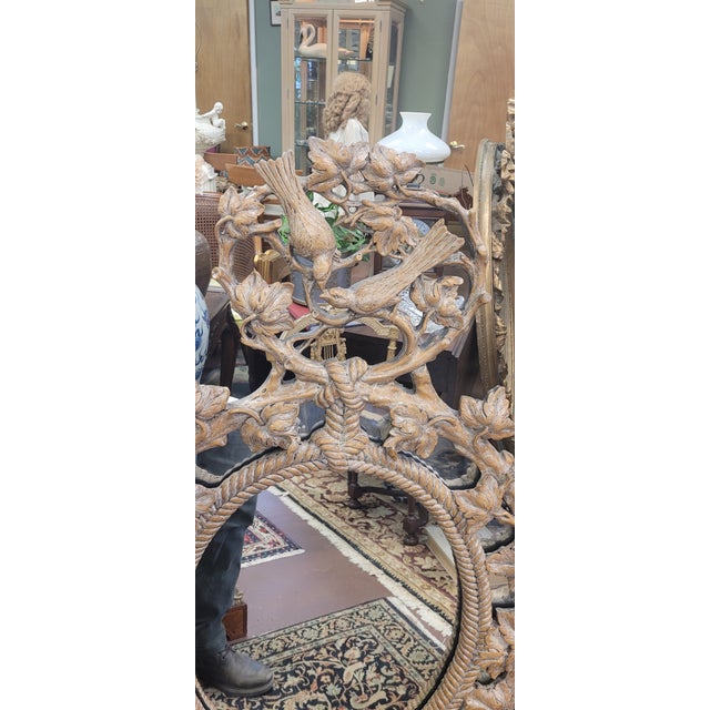 Glass 1990s Fine Decorative Black Forest Style Bird & Vine Mirror For Sale - Image 7 of 10