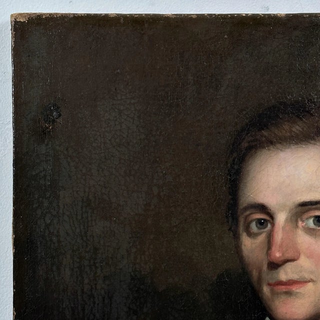 Early 19th Century Antique 19th C. Early Victorian Portrait of Man (C. 1823, Oil on Canvas) For Sale - Image 5 of 10