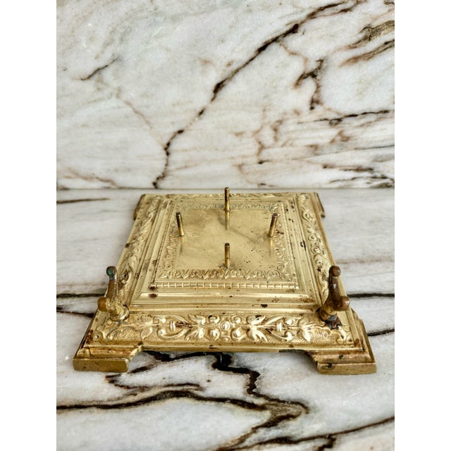 French Brass & Crystal Inkwell W/Tray For Sale - Image 4 of 4