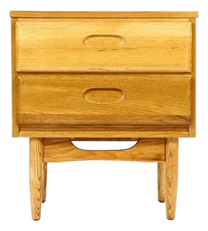 Mid Century Vintage Oak Nightstand / End Table — Two Drawers