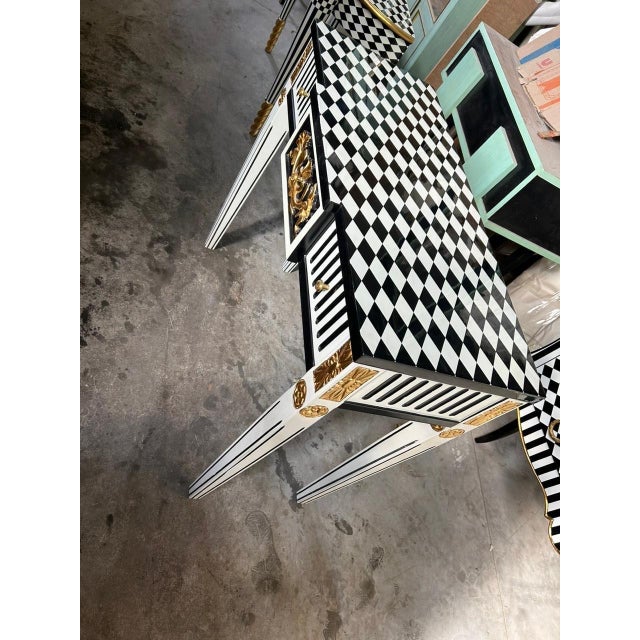 1960s Courtly checkered Console Table-Black/white For Sale - Image 4 of 6