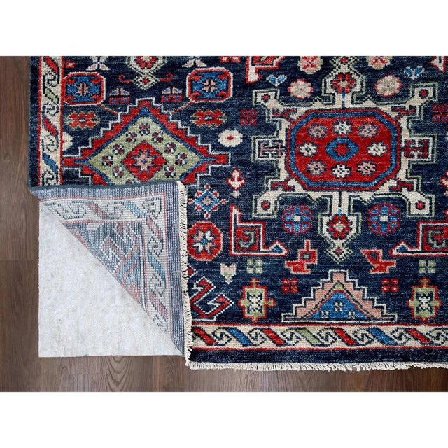 Transitional 2010s Black, Soft and Vibrant Pile, Karajeh Heriz Geometric Design, Supple Collection, Plush and Lush, 100% Wool Hand Knotted, Oversize Oriental Rug For Sale - Image 3 of 12