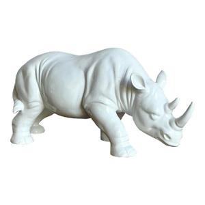 Vintage Boho Glazed Ceramic Rhino