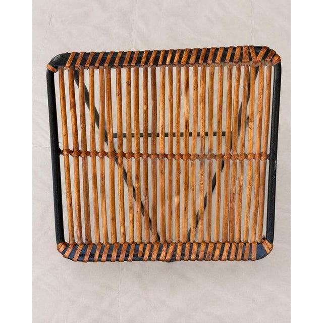 1950s Mid-Century Rattan Cane and Iron Bar Stool attributed to Dennis Lennon, 1950s For Sale - Image 5 of 9