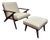 Crate & Barrel Cavett Wood Accent Chair & Ottoman — Excellent Condition For Sale