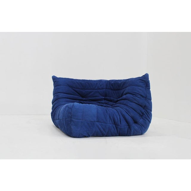 Blue Leather Corner Armchair by Michel Ducaroy for Ligne Roset, 1990s For Sale - Image 10 of 11