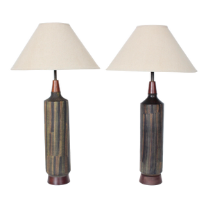 Aldo Londi Bitossi 'Milano Moderna' Ceramic Lamps, Circa 1959 Unmarked - A Pair