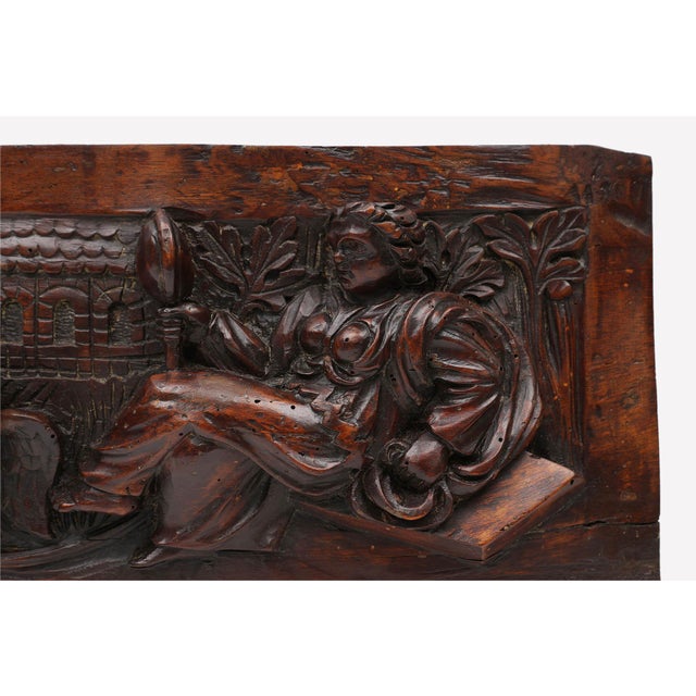 17th Century Gothic Hand-Sculpted Oak Panel, Belgium For Sale - Image 6 of 11