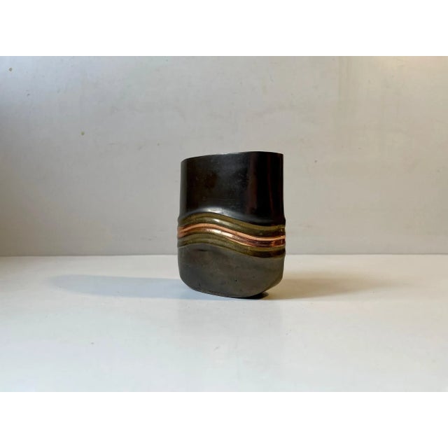 Vintage Dinanderie Vase in Mixed Metals For Sale - Image 3 of 7