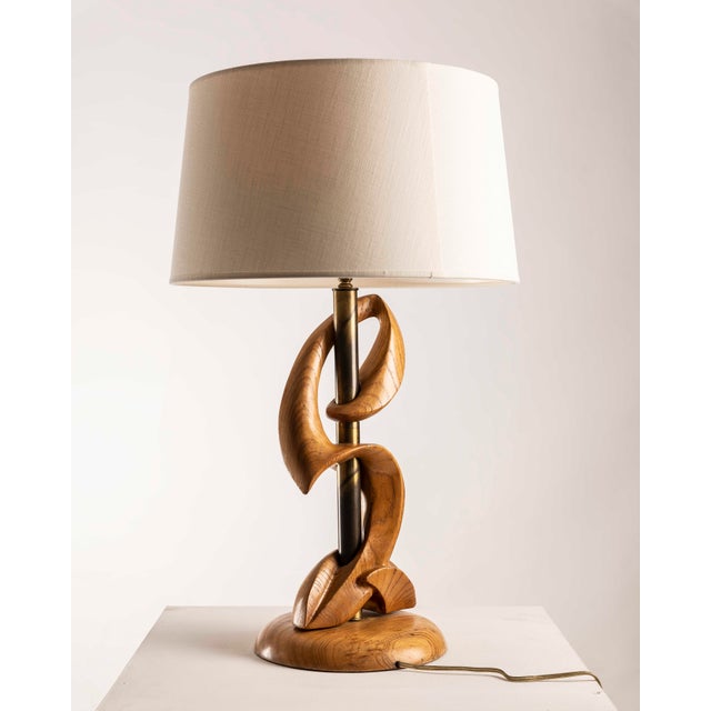 Sculptural Wooden Table Lamp by Philip Heifetz For Sale - Image 6 of 11