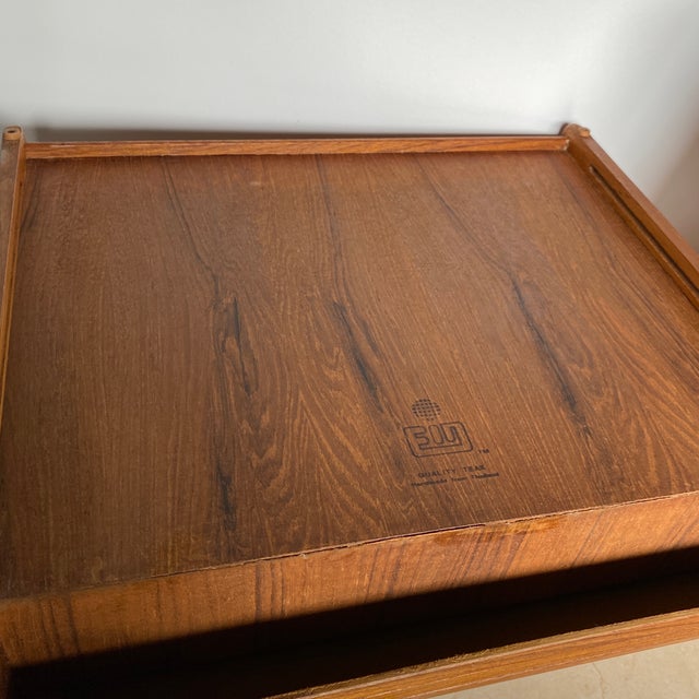 Vintage Teak Tambour Roll-Top Storage Box, Danish Modern Style For Sale - Image 12 of 12