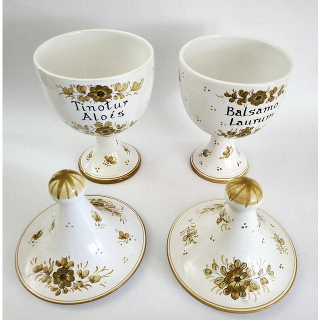 Ceramic Apothecary Jars Pair 1960s Signed Italy For Sale - Image 7 of 11