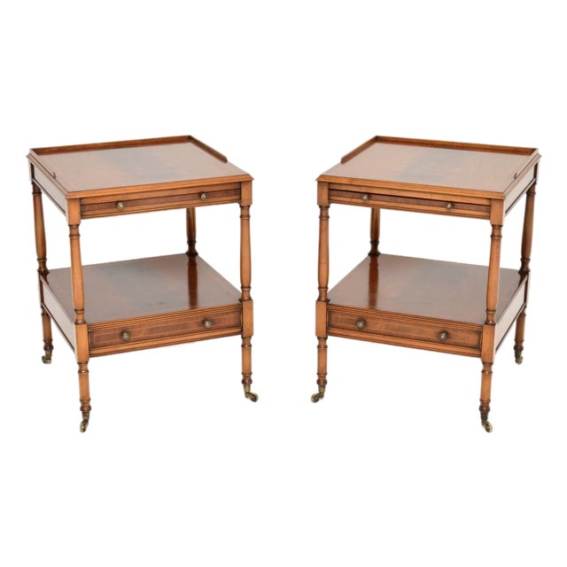 Vintage Georgian Style Inlaid Side Tables, 1950, Set of 2 For Sale