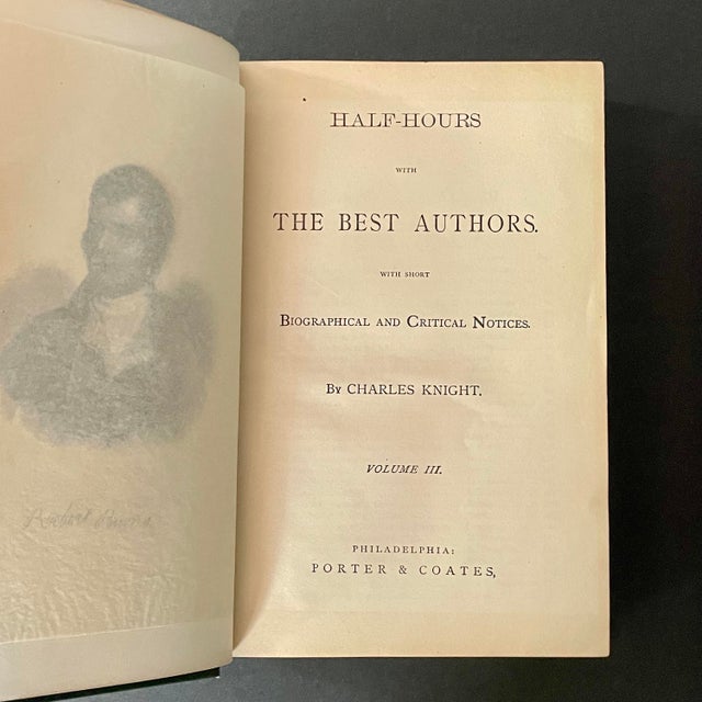 Antique Book "Half Hours With the Best Authors" Volume III by Charles Knight – Rare Porter & Coates Philadelphia Edition For Sale - Image 4 of 9