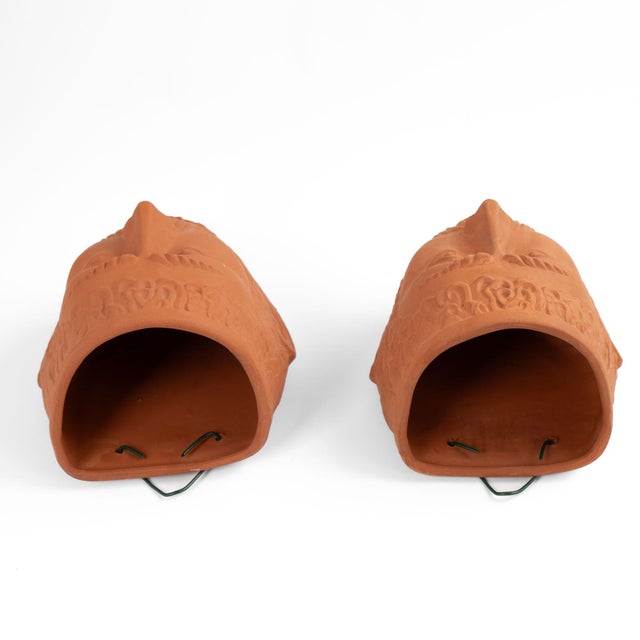 Vintage Terracotta Male God Face Wall Planters by Rookes Pottery - Set of Two For Sale - Image 13 of 17