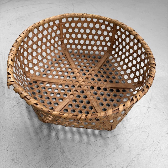 Vintage Japanese Bamboo Harvest Basket, 1960s For Sale - Image 9 of 9
