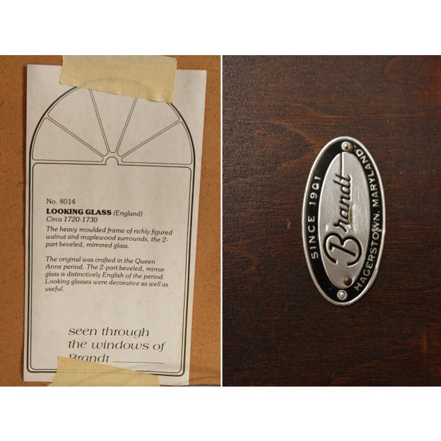 Wood 1970s Brandt Queen Anne Style Walnut Looking Glass Wall Mirror For Sale - Image 7 of 13