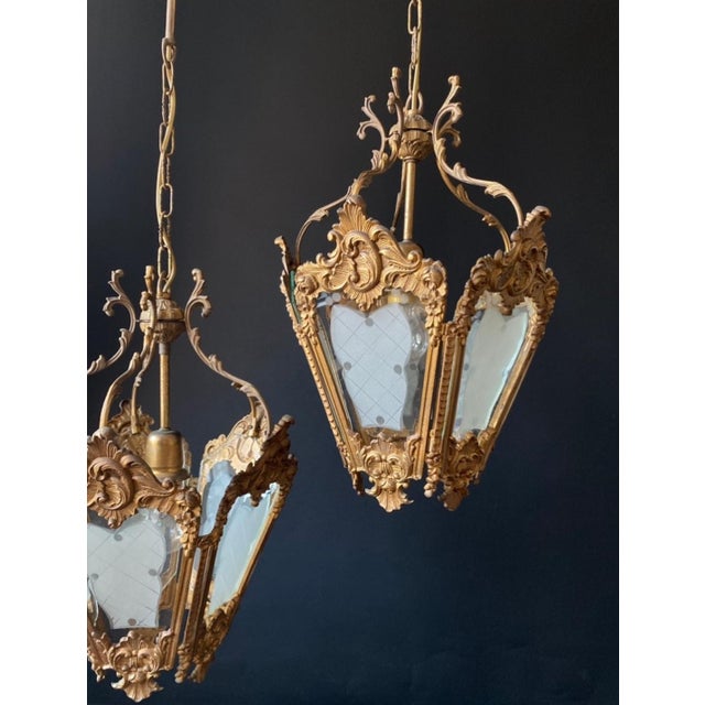 Metal Antique Italian Pendant Lamps, 1940s, Set of 3 For Sale - Image 7 of 16