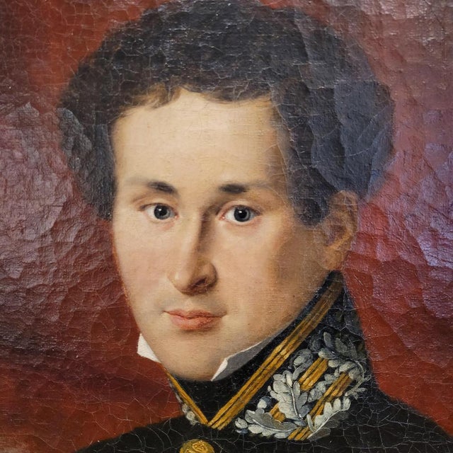 Early 19th Century Julie Delamontre, Portrait of a Military Officer, 1832, Oil Painting on Canvas, Framed For Sale - Image 5 of 18