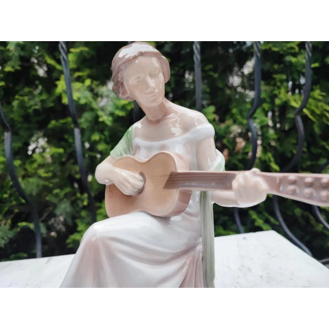 1950s Danish Porcelain Figurine of Woman Playing Guitar from Bing & Grondahl, 1950s For Sale - Image 5 of 12