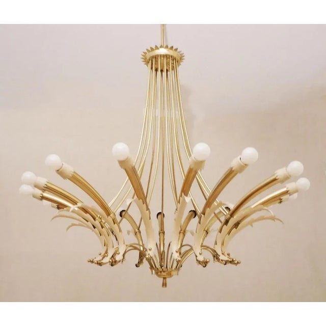 Italian Brass Chandelier with 16 Lights, 1950s For Sale - Image 9 of 9
