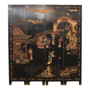 Chinese Export Four Panel Coromandel Dream of the Red Chamber