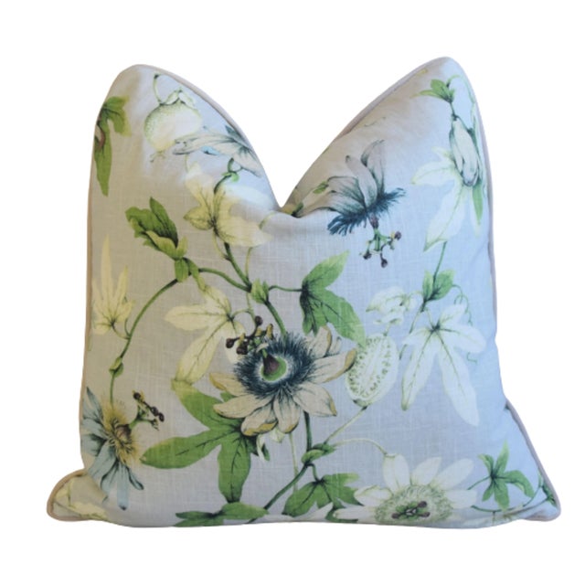 American P Kaufmann Passion Flower & Fruit Feather/Down Linen Botanical Pillow 24" Square For Sale - Image 3 of 8