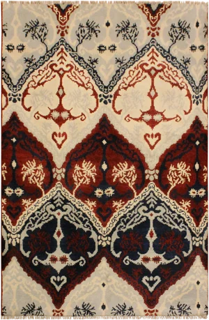 1990s Shabby Chic Modern Gray/Ivory Wool & Viscous Rug - 4'0 X 6'0
