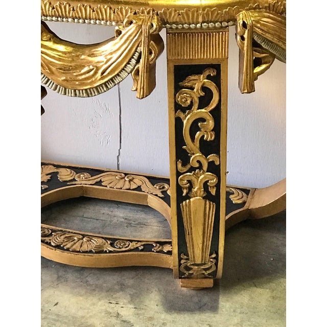 Wood Art Deco Gilt & Polychromed Marble Top Console in the Style Sue et Mare For Sale - Image 7 of 18