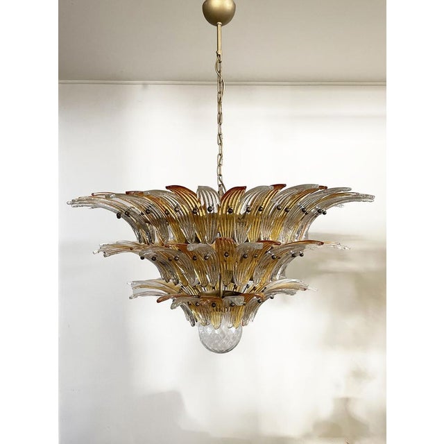 Mid-Century Modern Palmette Ceiling Light with Clear and Amber Glasses, 1990 For Sale - Image 3 of 18