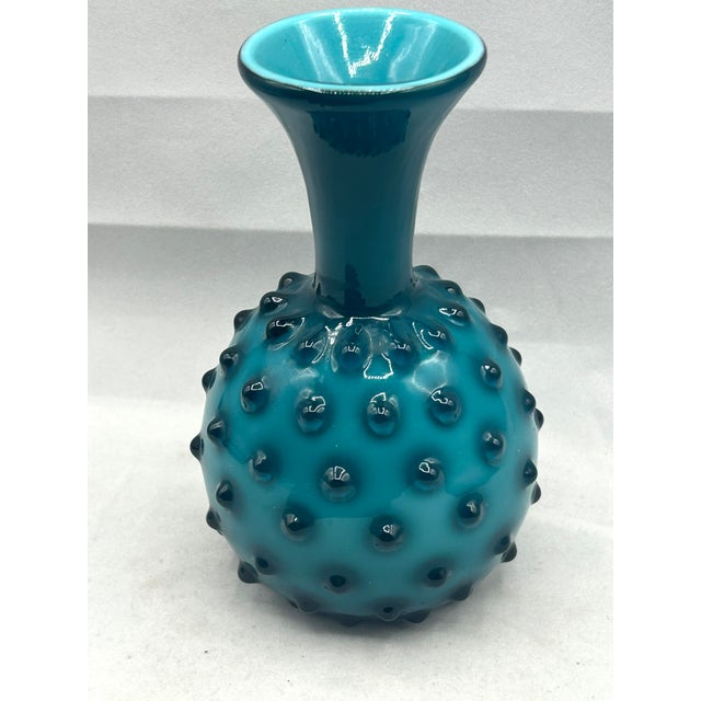 Empoli Empoli Hobnail Cased Glass Vase – Mid-Century Modern Italian Art Glass For Sale - Image 4 of 8
