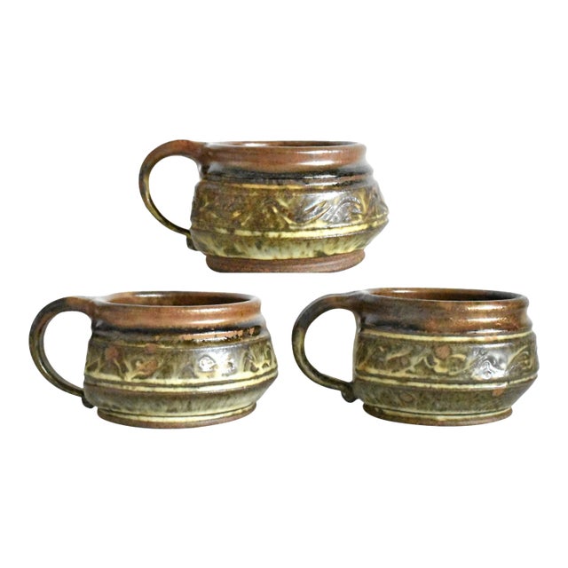 Mid-Century Studio Pottery Soup Bowls - Set of 3 For Sale