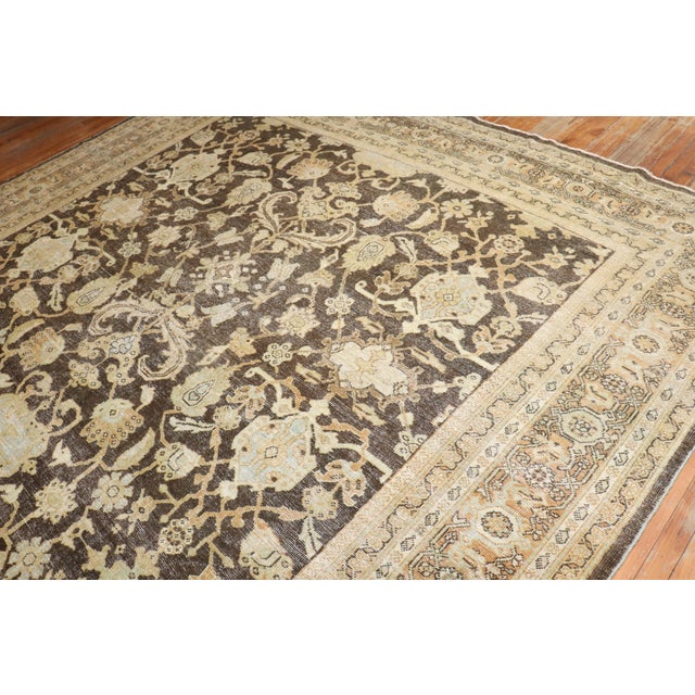 Brown Antique Zabihi Collection Persian Mahal Brown Rug - 10'7" x 17'3" For Sale - Image 8 of 11