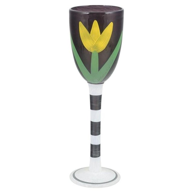 1990s Wine Glass with Floral Motif by Ulrica Hydman Vallien for Kosta Boda, 1990s For Sale - Image 5 of 5