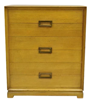 Vintage Mid Century Modern Blonde Mahogany Tall Chest Dresser by Red Lion