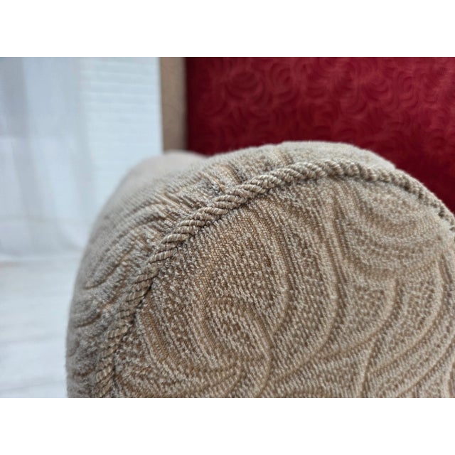 Danish Ash Wood Sofa with Red and Beige Furniture Wool For Sale - Image 16 of 18