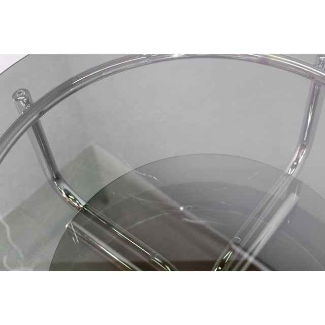 Vintage Italian Chrome Tubular Coffee Table with Smoked Glass, 1970s For Sale - Image 10 of 14