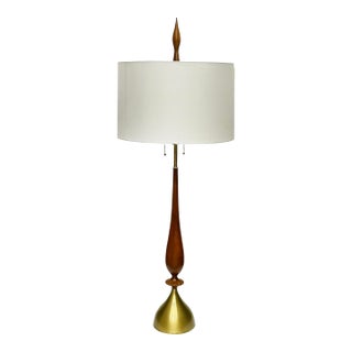 Monumental Frederick Cooper Mid-Century Modern Lamp in Brass and Walnut For Sale