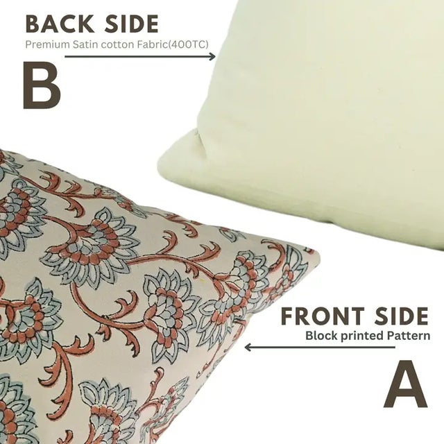 Fabdivine Handcrafted Block Print Cushion Cover 14x36 Inch Cotton Satin-Rajniganda For Sale - Image 4 of 5