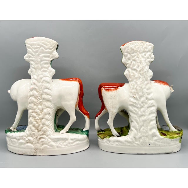 Late 19th Century Large 19th Century Staffordshire English Cow and Calf Spill Vases, Pair – English Country / Victorian For Sale - Image 5 of 18